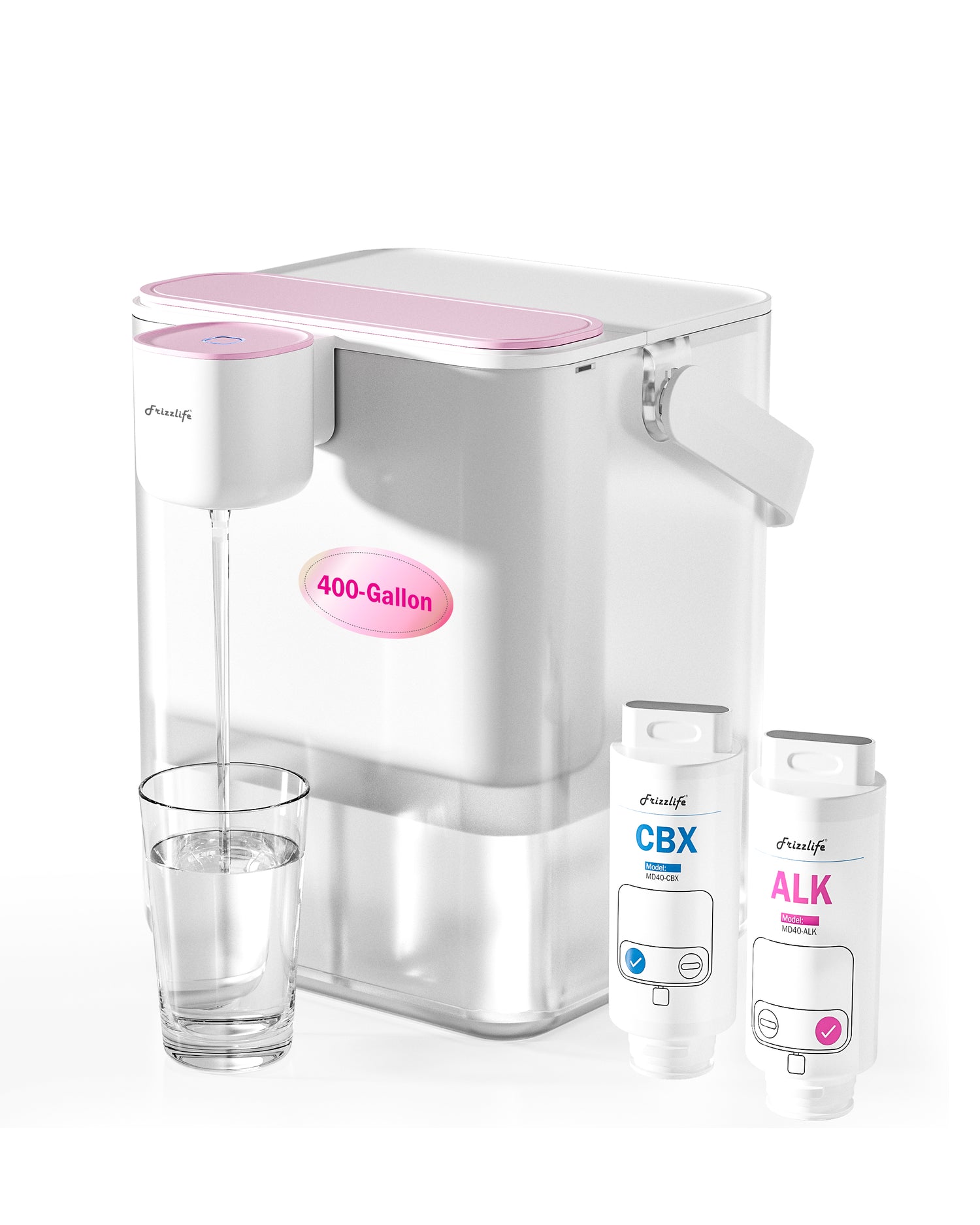 Frizzlife MD40 Alkaline Instant Electric Water Filter Jug with 2 Filters | 6-Month Filters (1514 Litres), 4.2L Countertop Water Filter System, NSF/ANSI 53/42/372, Reduces Chlorine, Lead,PFAS/PFOA/PFOS