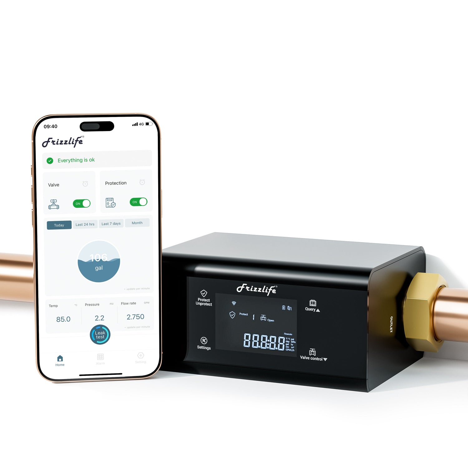Frizzlife LP365/LP365-P Smart Water Monitor and Automatic Shutoff Sensor,LP365/LP369-P, 3/4