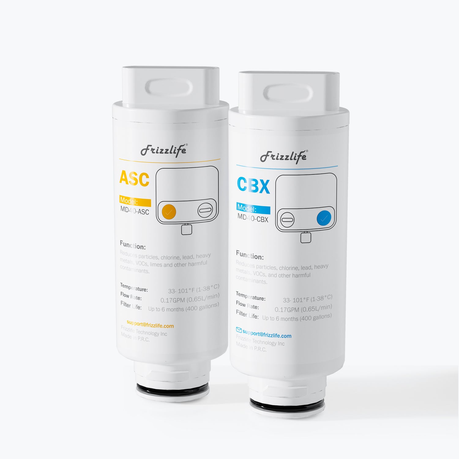 Frizzlife MD40-ASC-CBX Replacement Filter Cartridge for MD40 (2 Pack)