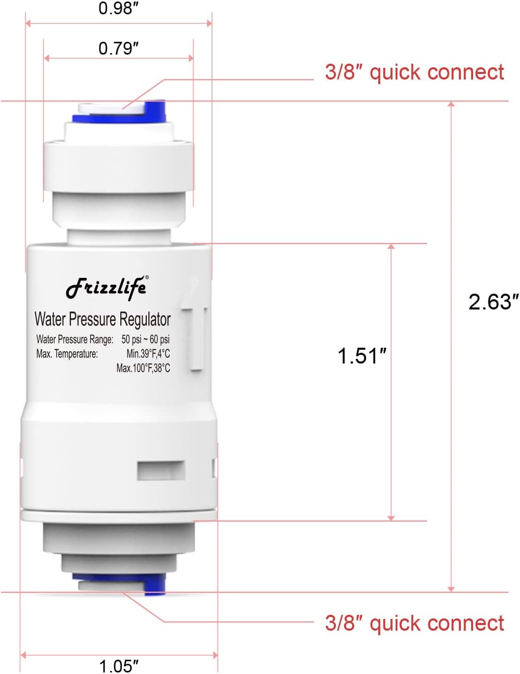 Frizzlife PRV03 Pressure Regulator For Water Filter System