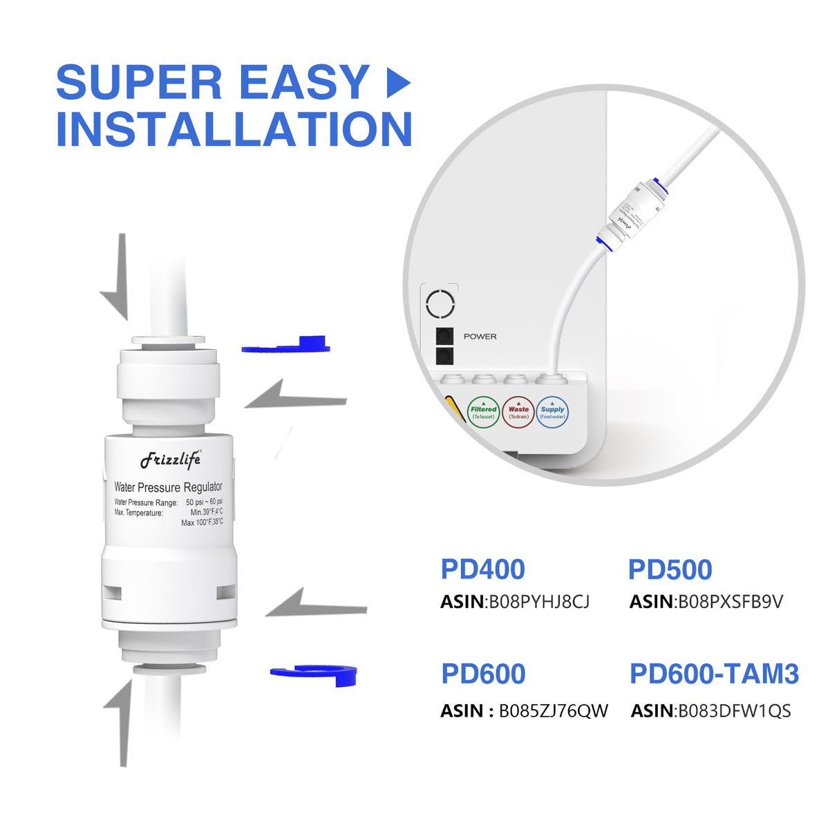 Frizzlife PRV03 Pressure Regulator For Water Filter System