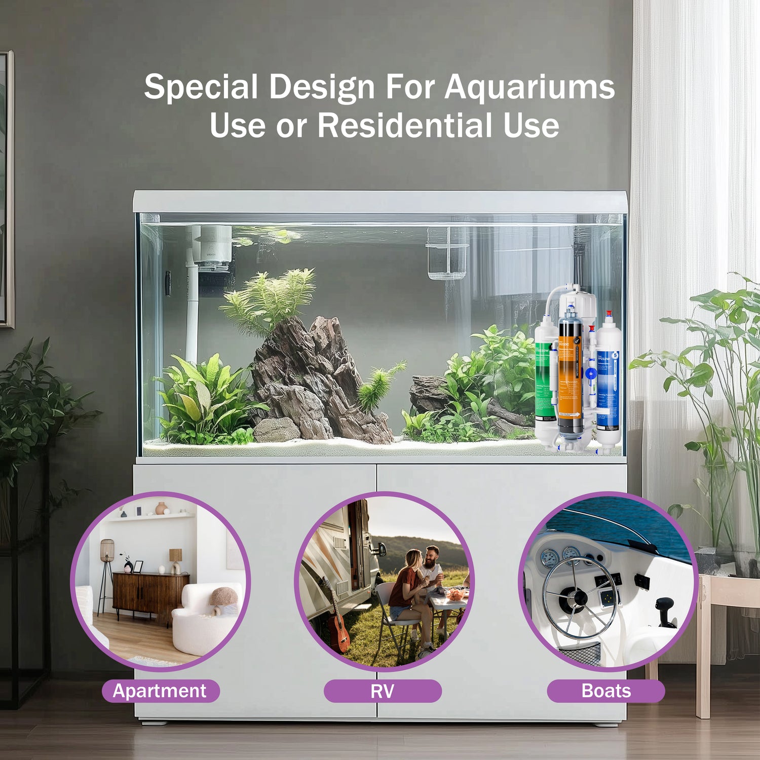 Frizzlife FAF100 4-Stage RODI Reverse Osmosis Filter System with DI Resin Filter for Aquariums, 100 GPD