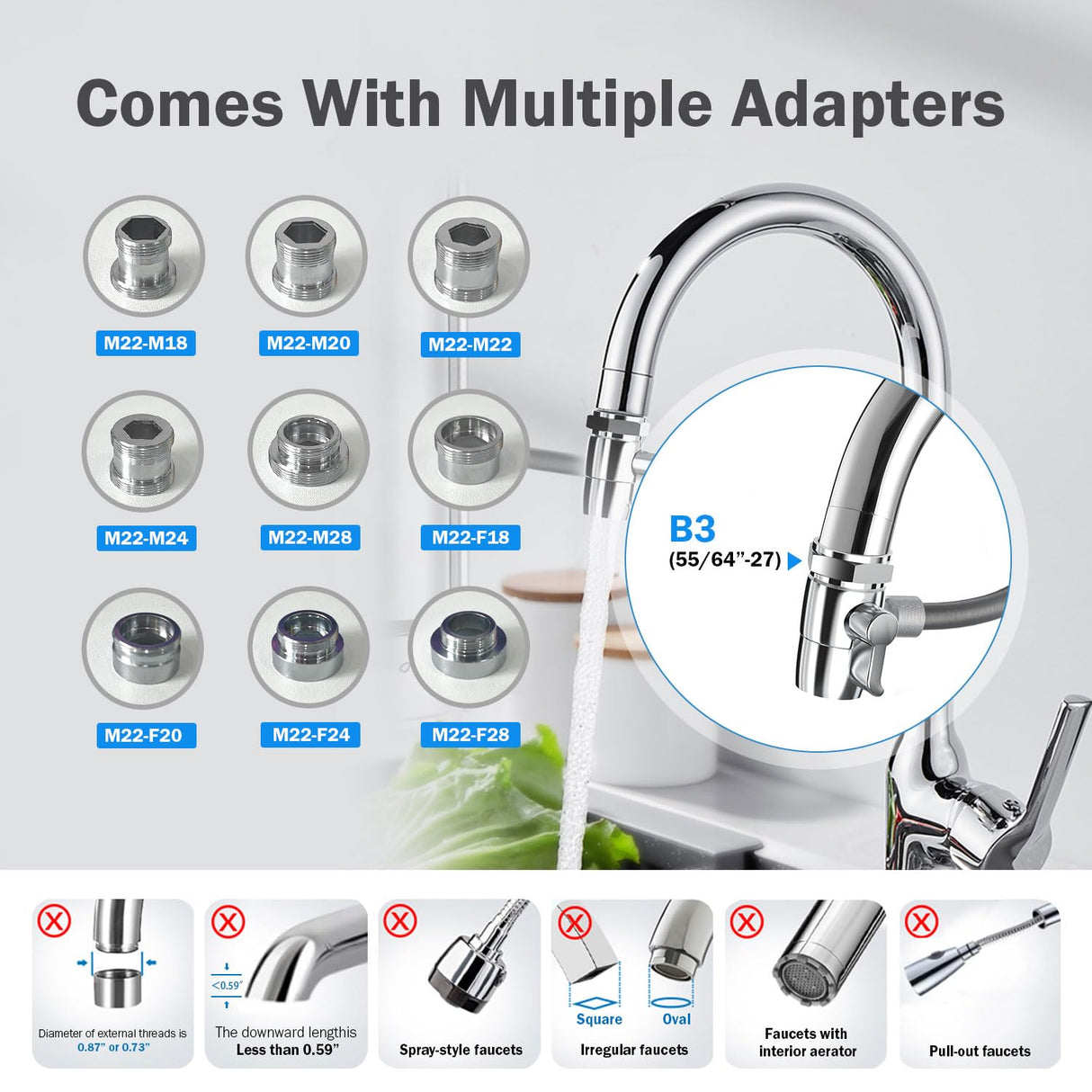 Frizzlife TS99-S Countertop Water Filter System, 9-Stage Stainless Steel Faucet Water Filtration, 0.5 Micron NSF Certified Elements Reduces 99.99% Lead, Chlorine, Heavy Metals, Scale and Limes