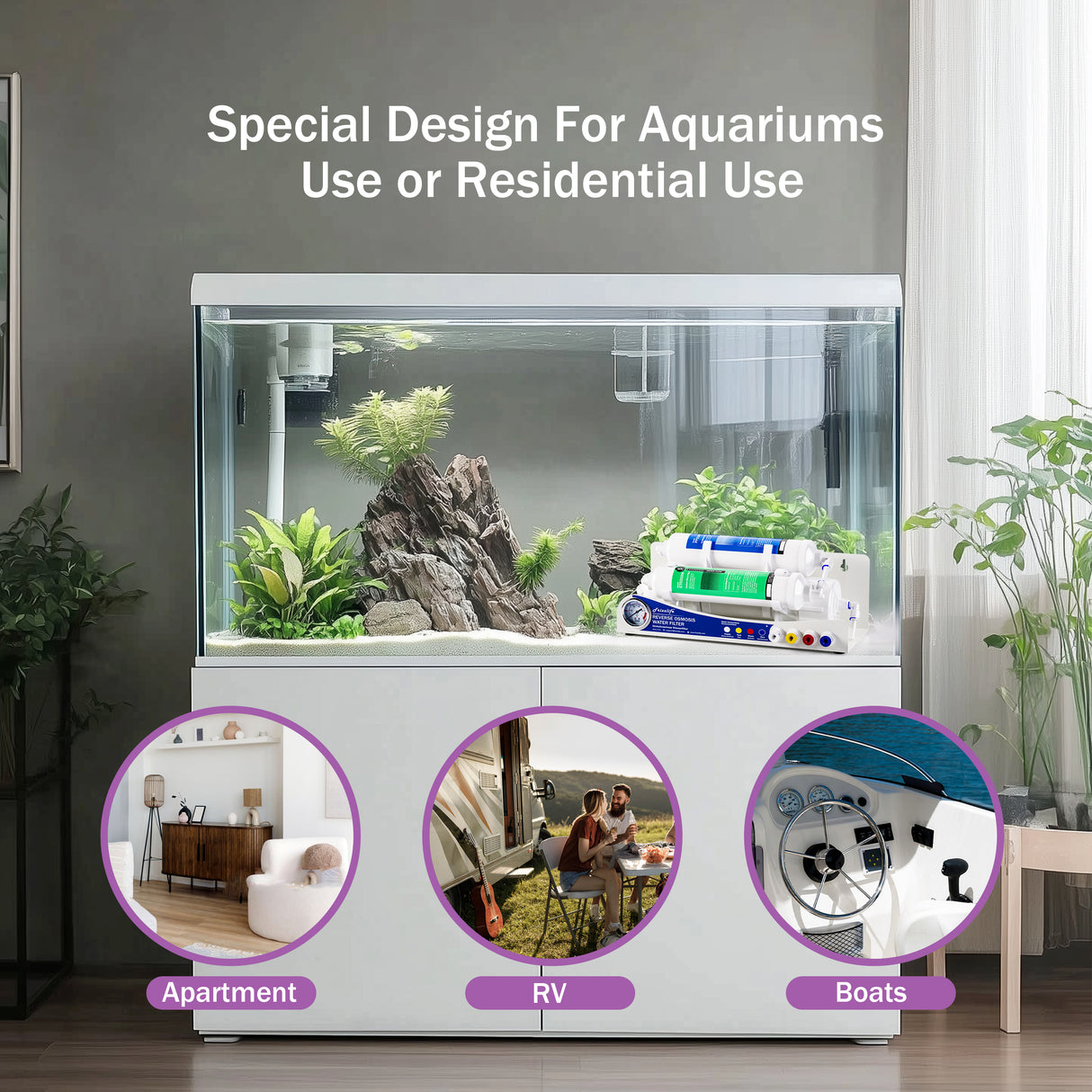 Frizzlife BFRO100 Aquarium Reverse Osmosis System, 3-stage Countertop RO Drinking Water Filter System with Pressure Gauge, Compact, 100 GPD