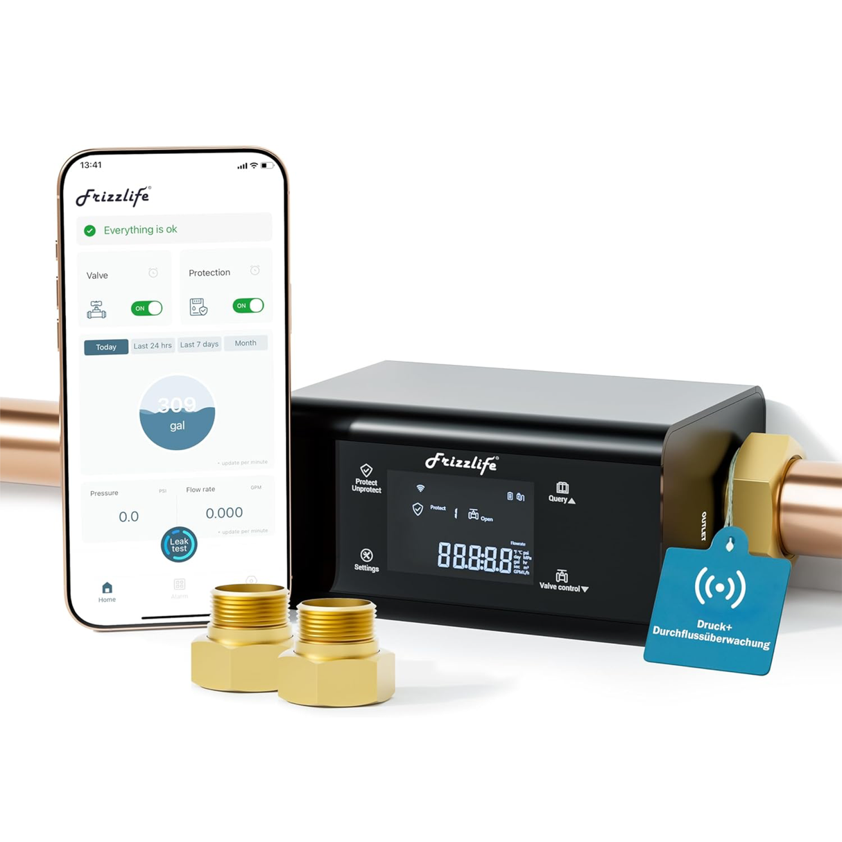 Frizzlife Smart Water Monitor and Automatic Shutoff Sensor, LP369-P