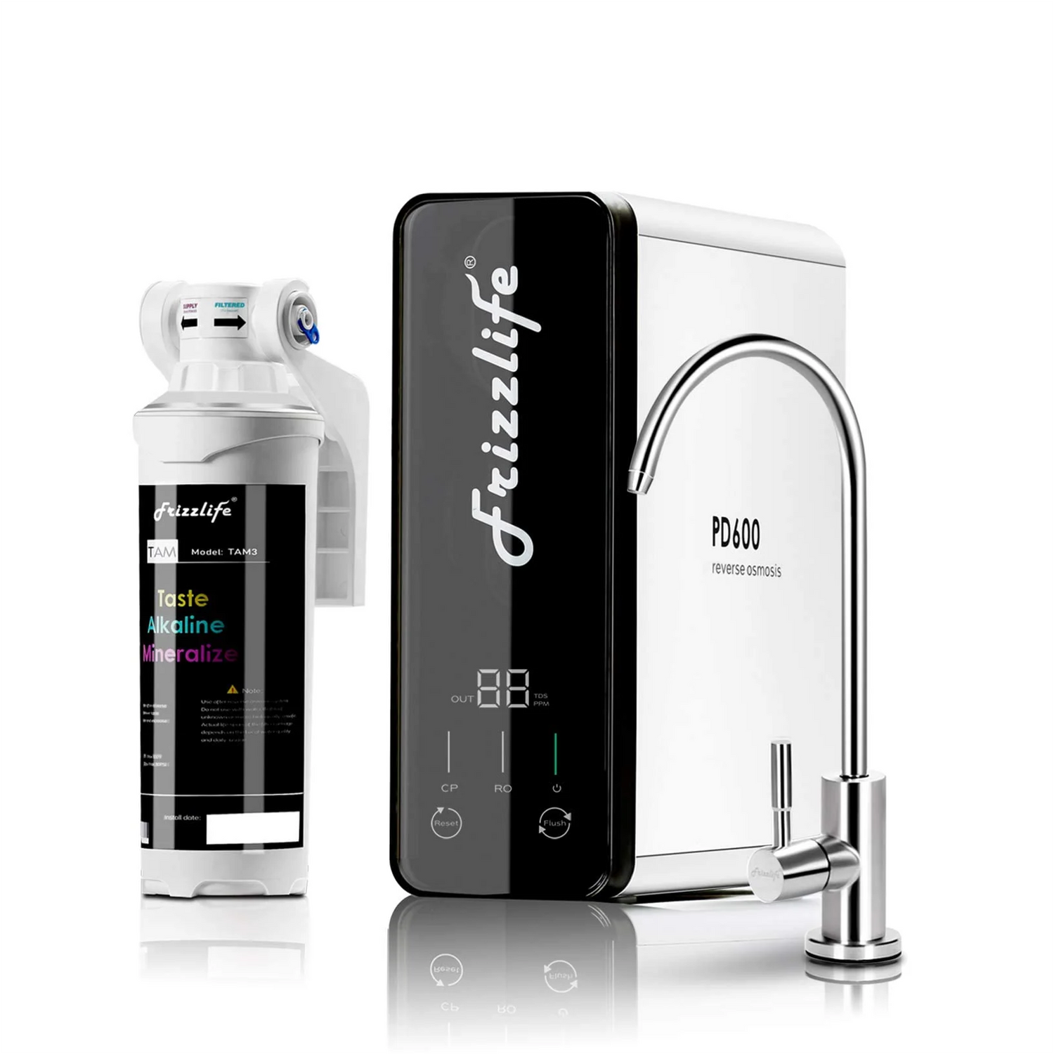 Frizzlife 600 GPD Tankless Reverse Osmosis Water System With Alkaline & Remineralization, PD600-TAM3