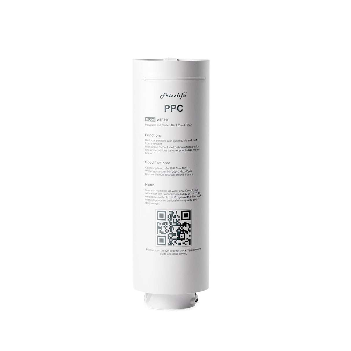 Frizzlife ASR511 Replacement Filter Cartridge For MR600 Reverse Osmosis System(1st Stage)