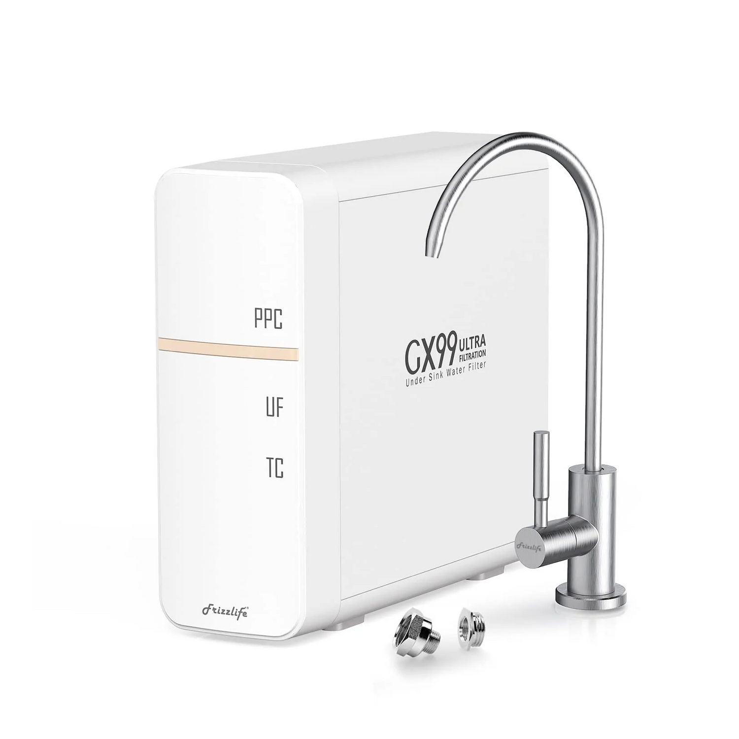 Frizzlife GX99 0.01 μm Ultra-Filtration Under Sink Water Filter System, with Brushed Nickel Dedicated Faucet