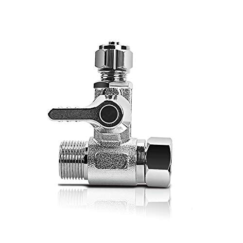 Brass Feed Water Adapter 3 8 inch 3 8 inch Comp 3 8 inch OD Compression Angle Stop Valve Adapter 3 8" Water Line Reverse Osmosis Water Filters Coffee Brewers Ice Maker
