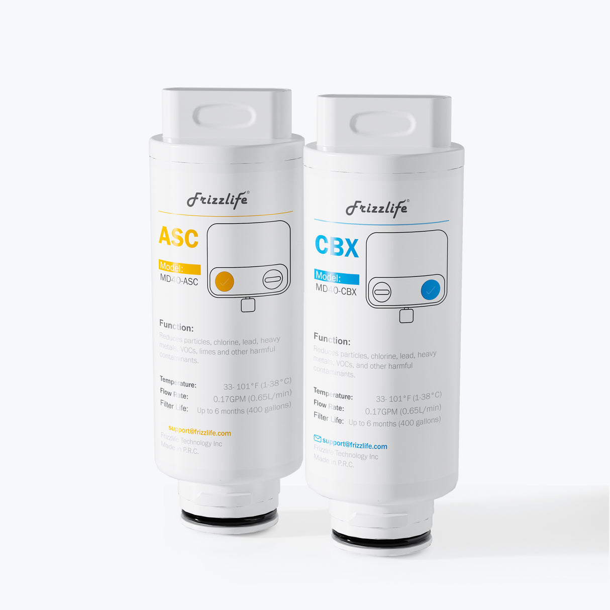 Frizzlife MD40-ASC-CBX Replacement Filter Cartridge for MD40 (2 Pack)