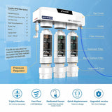 Frizzlife Under Sink Water Filter System with Brushed Nickel Faucet SP99-Scale