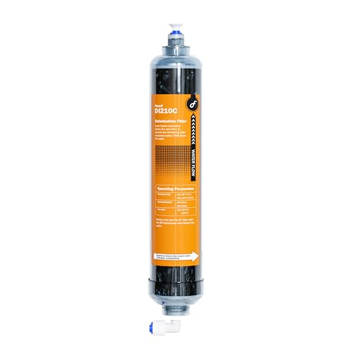 DI210C Inline Deionization Water Filter System 0 TDS Resin Filter DI Water Purifier Used Reverse Osmosis System Aquarium Hydroponics 10 inch