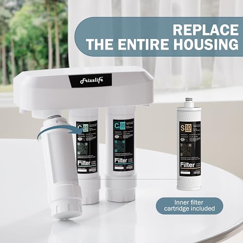 Frizzlife SKP-HF Replacement Housing Kits (4 Pack) With Filter Cartridges Inside for SK99 and SP99 Under Sink Water Filter System