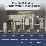 Frizzlife G210-SCALE Gravity-Fed Water Filter System, NSF Certified Element with Scale Inhibition Reduces 99.9% Chlorine, Taste & Odor, Impurity, Purifier System with Stand for Home, Camping, 2.25G