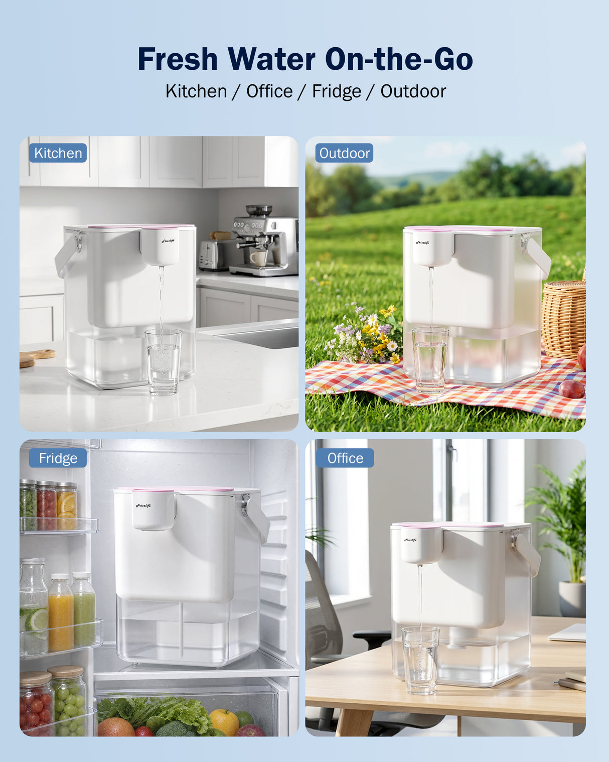 Frizzlife MD40 Alkaline Instant Electric Water Filter Jug with 2 Filters | 6-Month Filters (1514 Litres), 4.2L Countertop Water Filter System, NSF/ANSI 53/42/372, Reduces Chlorine, Lead,PFAS/PFOA/PFOS