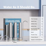 Frizzlife TS99-S Countertop Water Filter System, 9-Stage Stainless Steel Faucet Water Filtration, 0.5 Micron NSF Certified Elements Reduces 99.99% Lead, Chlorine, Heavy Metals, Scale and Limes