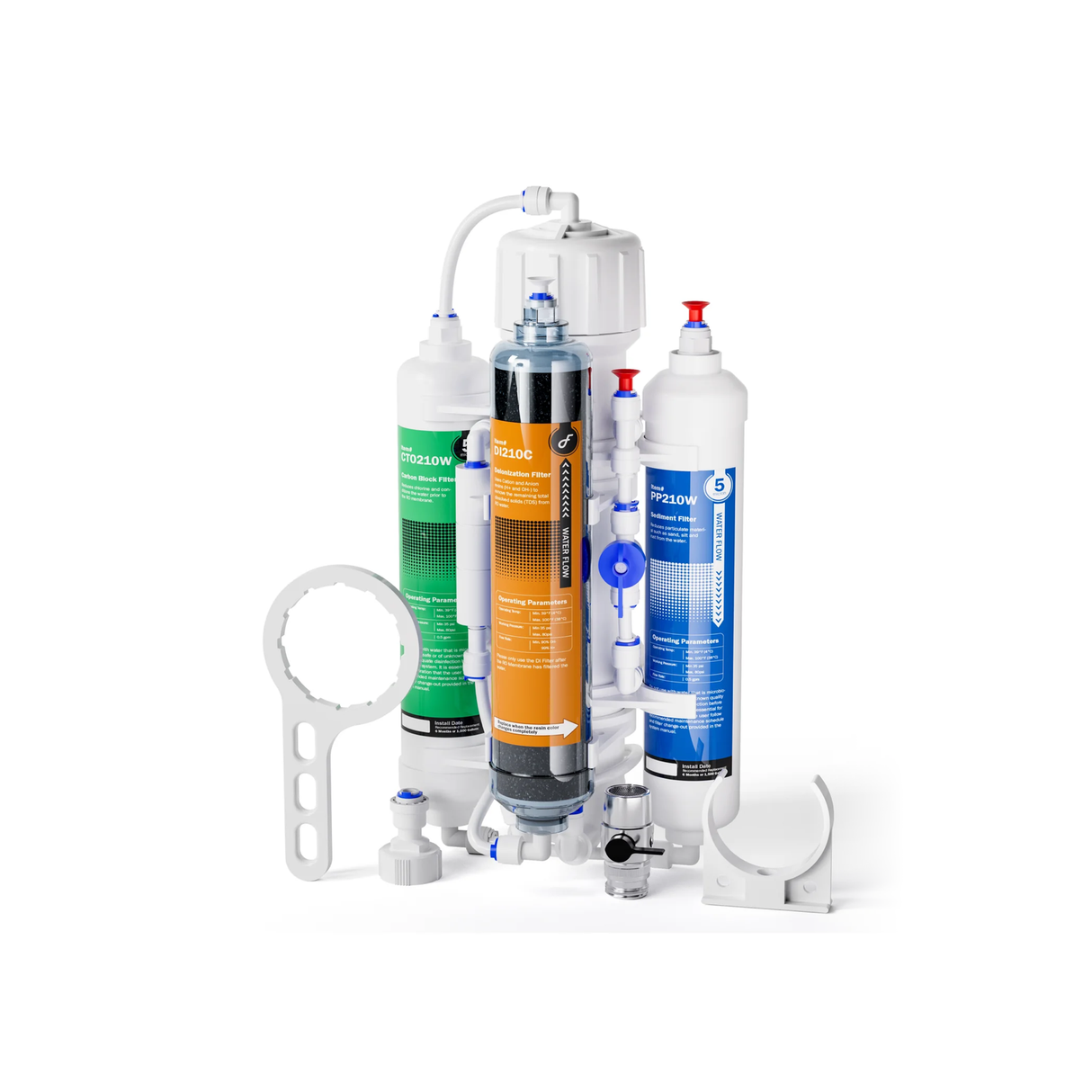 Frizzlife FAF100 4-Stage RODI Reverse Osmosis Filter System with DI Resin Filter for Aquariums, 100 GPD