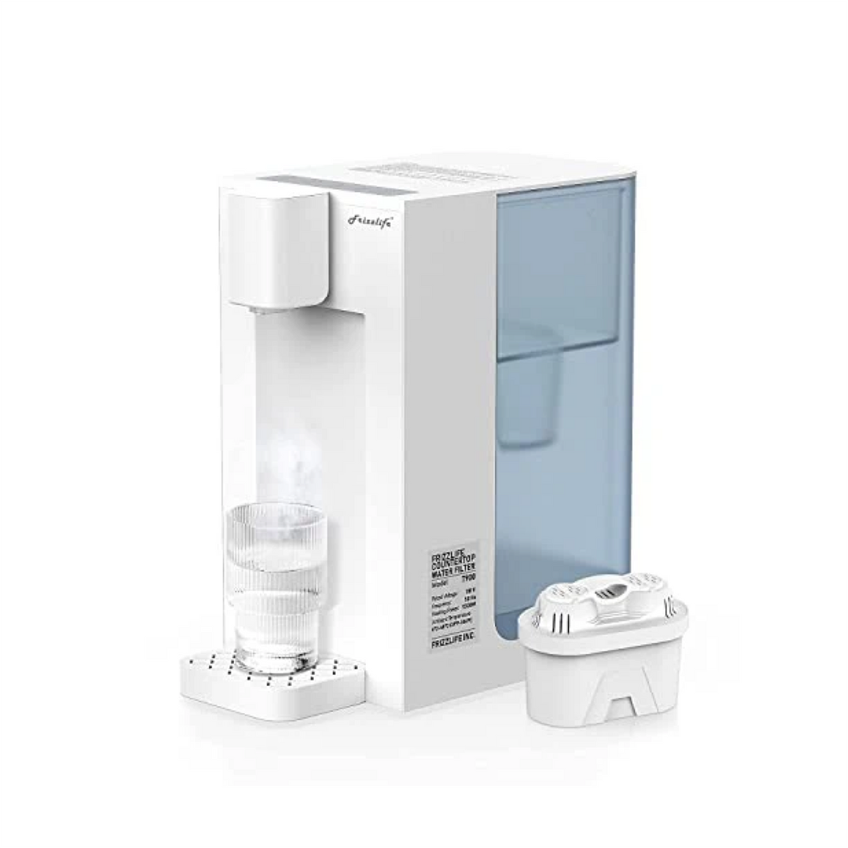 Frizzlife T900 Countertop Water Filtration System, Instant Hot Water Filter Dispenser, 4 Temperatures, Zero Installation, 1 Filter Included