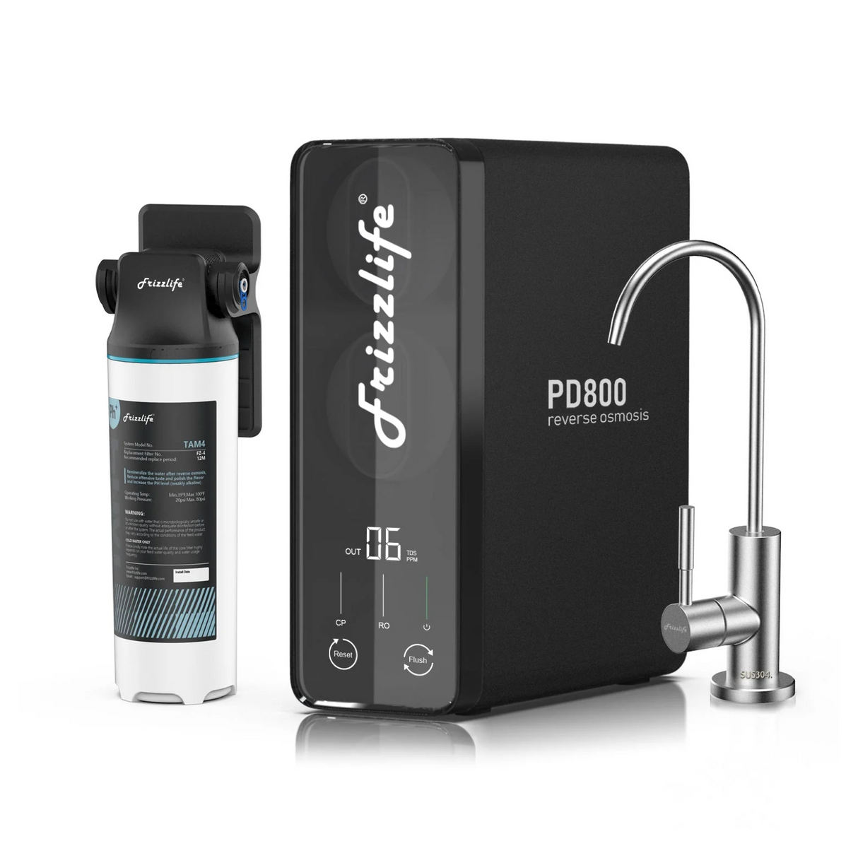 Frizzlife 800 GPD Tankless Reverse Osmosis Water System, PD800-TAM4