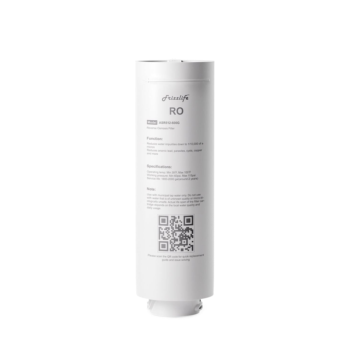 Frizzlife ASR512-600G Replacement RO Filter Cartridge For MR600 Reverse Osmosis System(2nd Stage)