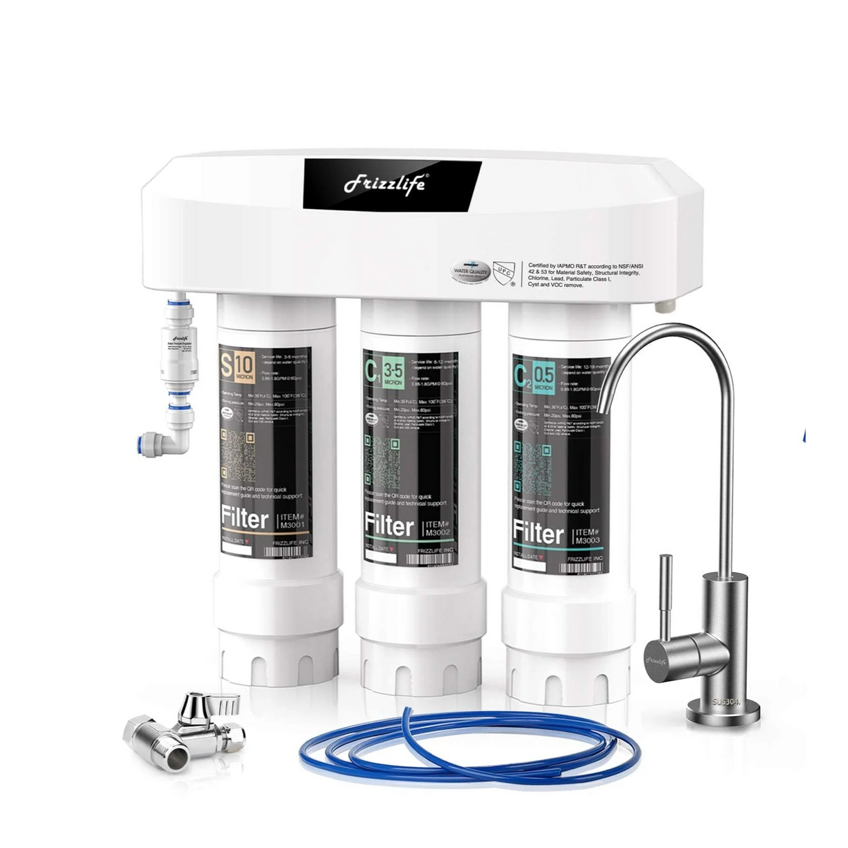 Frizzlife Under Sink Water Filter System with Brushed Nickel Faucet SP99-NEW